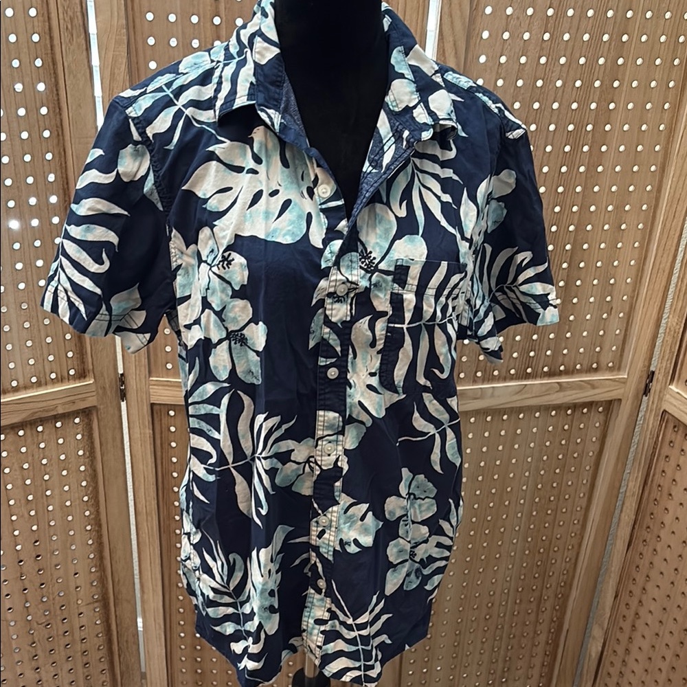 American Eagle Outfitters Blue and White Casual Button Down Shirt‎